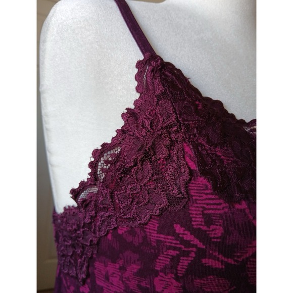 Lane Bryant Women Floral 14/16 Tank Top Layering Cotton sleeveless Cami Burgundy - Picture 7 of 14